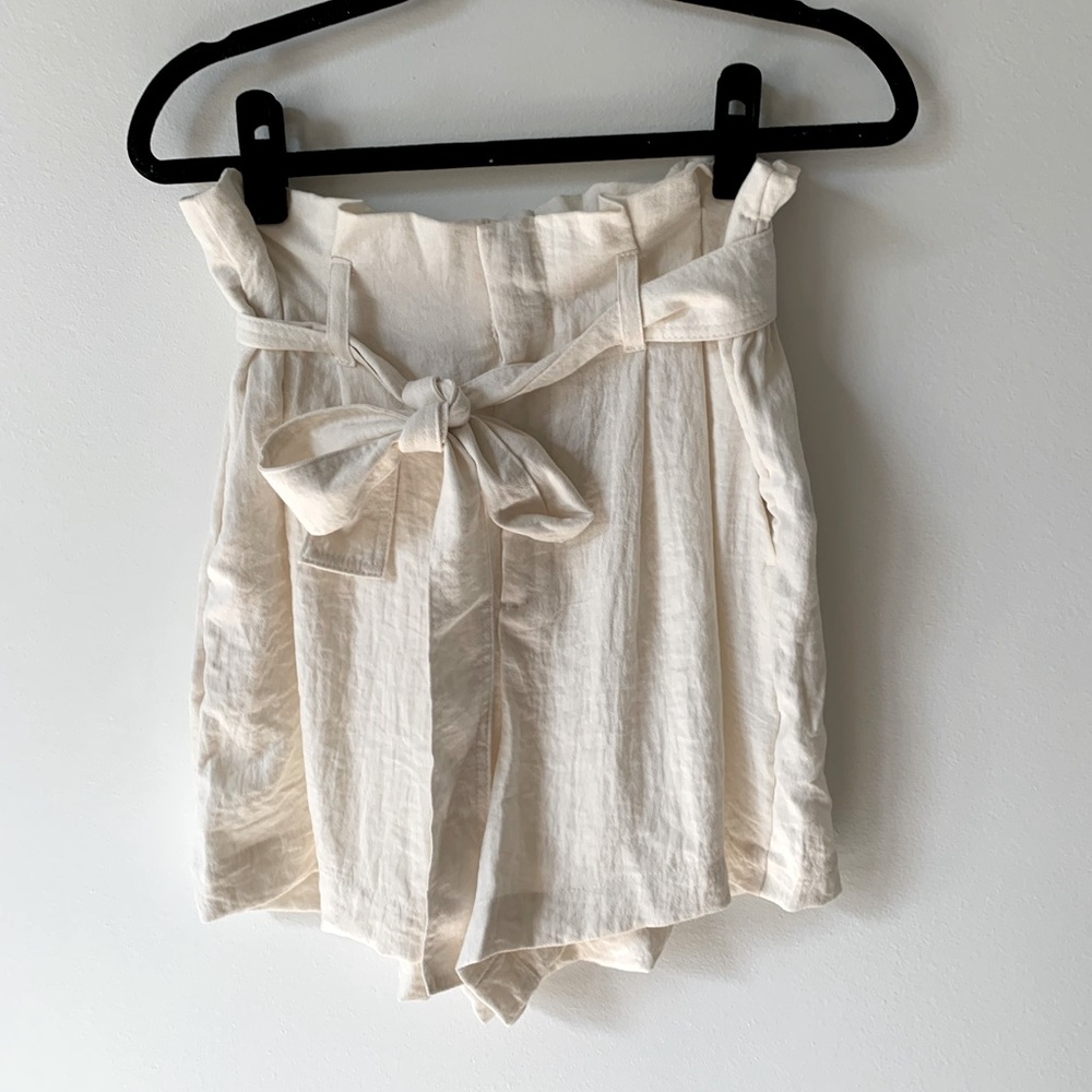 Cream paperbag shorts